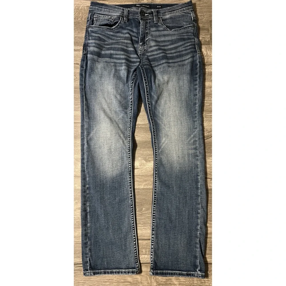BKE Jake Straight Stretch Mid Rise Medium Wash Blue Jeans Men's Size 33x32